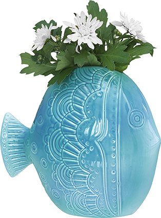 Retrofish vase aqua